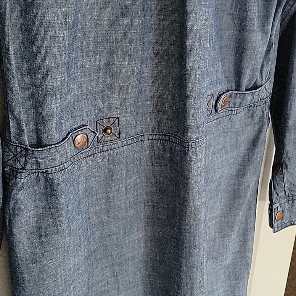 Duluth Trading Organic Cotton Rootstock Denim Long Sleeve Gardening Dress SZ XS - Picture 10 of 14